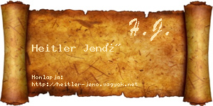 Heitler Jenő névjegykártya